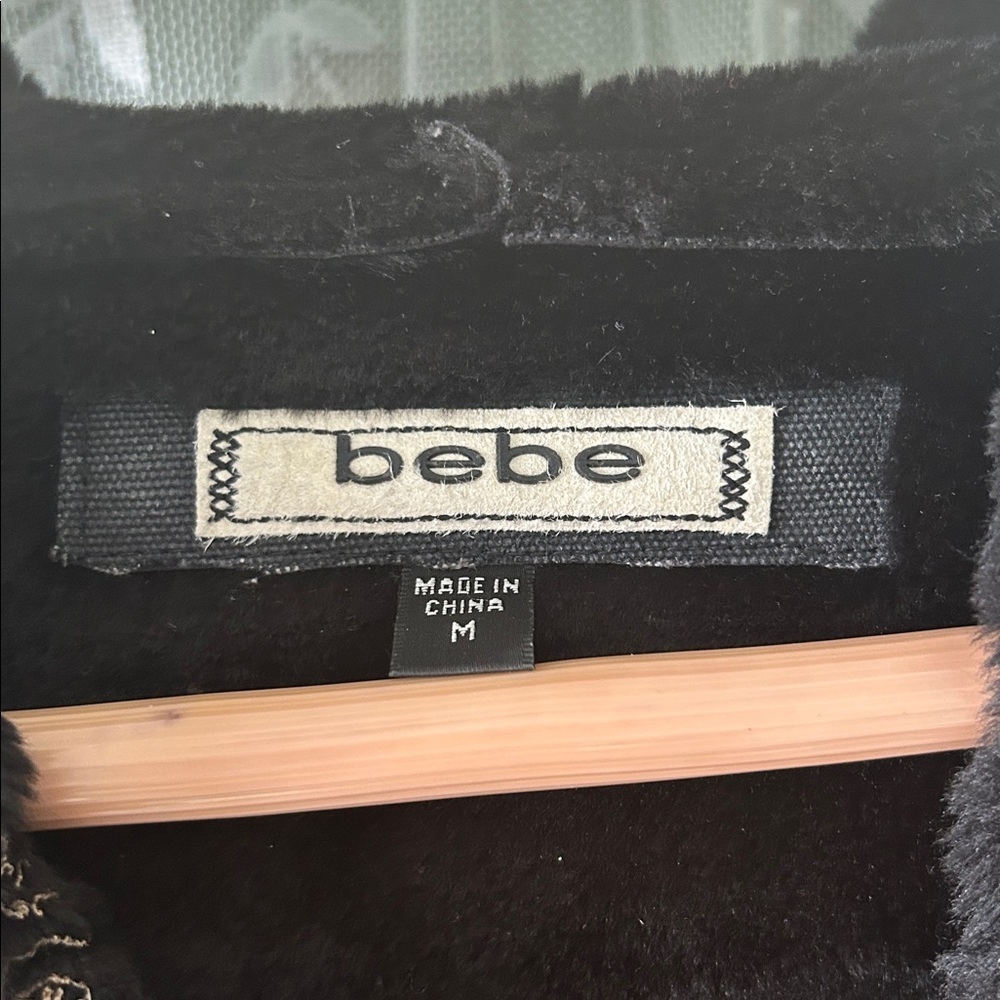 BEBE FULL LENGTH HOODED SUEDE COAT - Picture 3 of 6